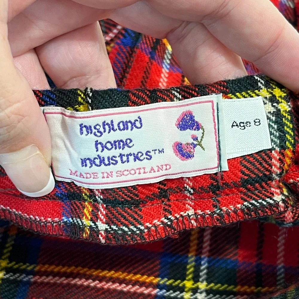 Highland Home Industries Kilt Girls 8 Red Tartan Wool Plaid Pleated School Wear